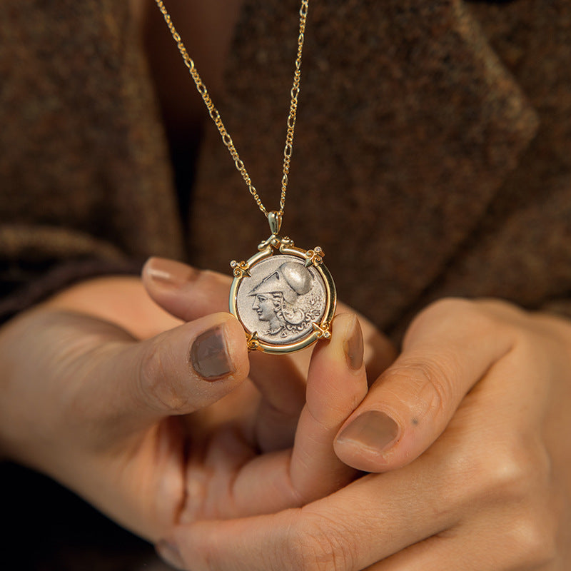 Iris Athena Pegasus Ancient Coin Sweater Necklace