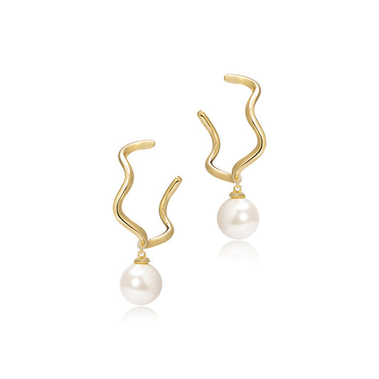 Stylish minimalist geometric pearl earrings