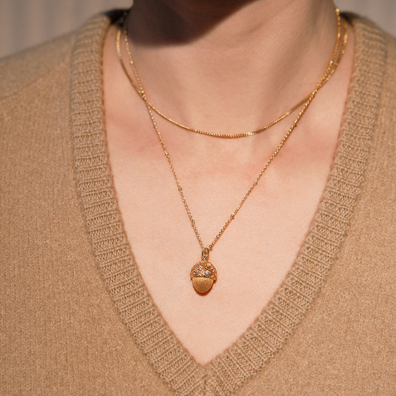 Sterling Silver Top Pinecone Necklace Pine Chain Hundred