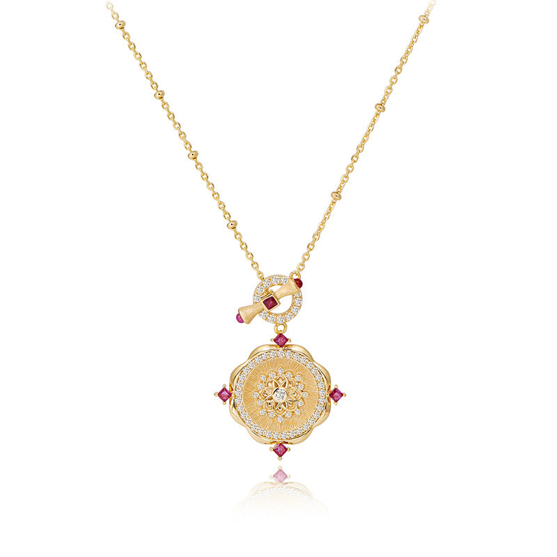 Rose Window Court Style Hand Brushed Necklace
