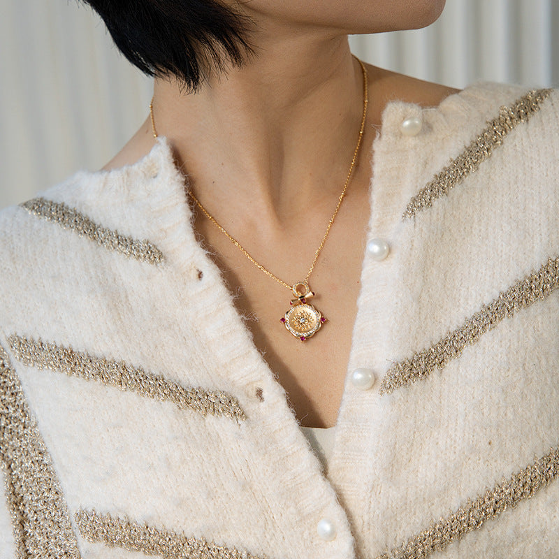 Rose Window Court Style Hand Brushed Necklace