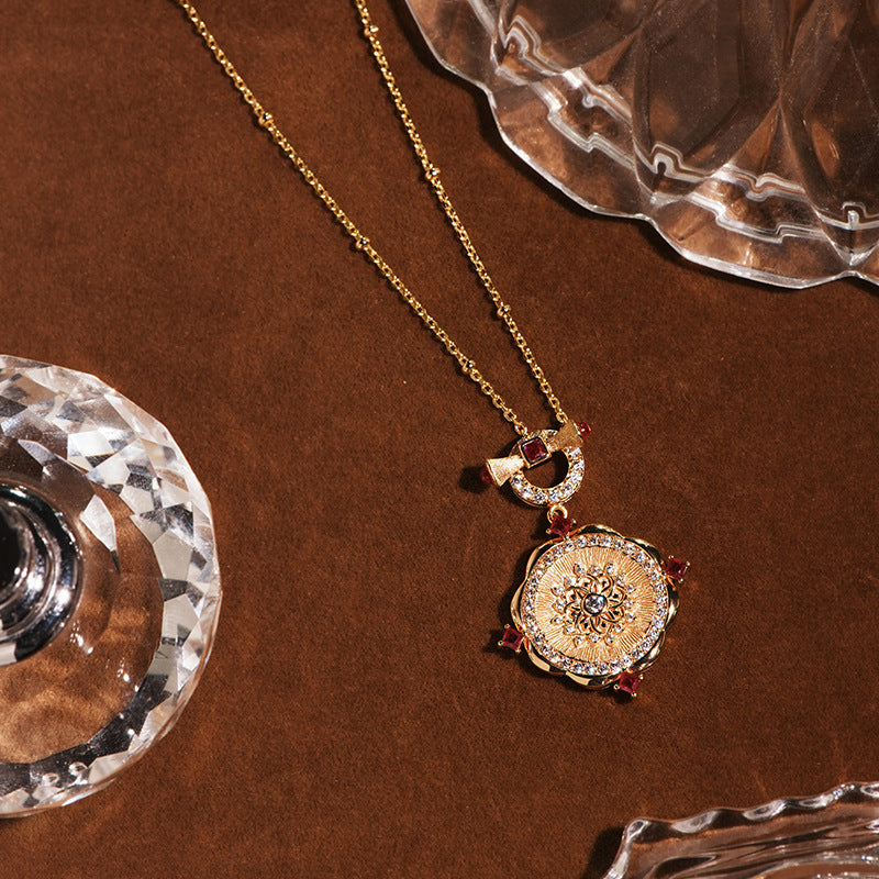 Rose Window Court Style Hand Brushed Necklace
