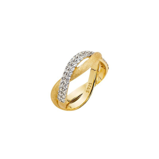 Möbius Surround Gold Brushed Diamond Ring