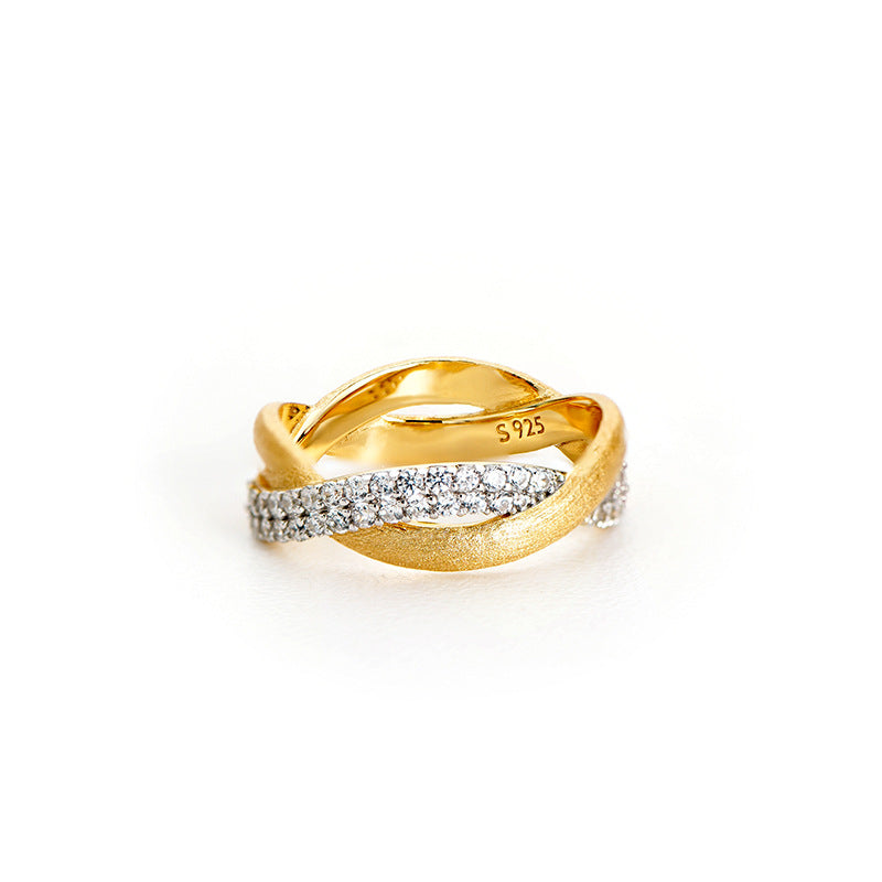 Möbius Surround Gold Brushed Diamond Ring