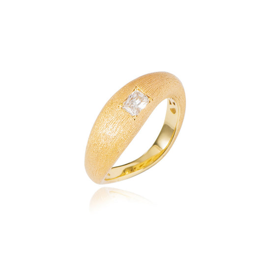 ins style sterling silver and gold brushed ring