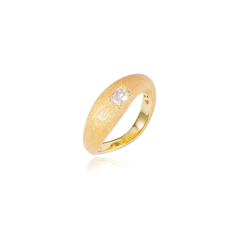 ins style sterling silver and gold brushed ring