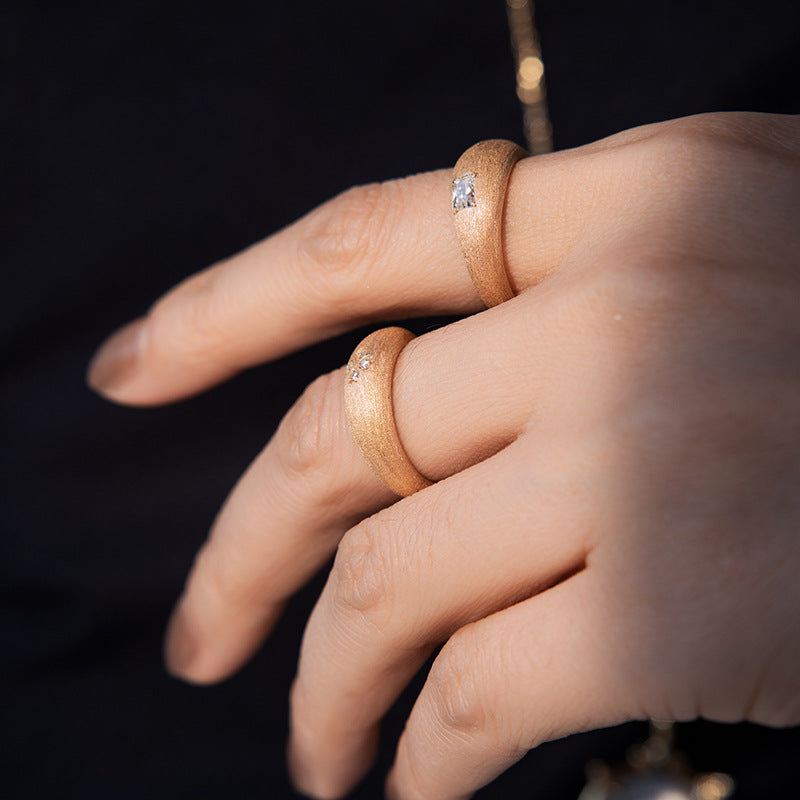 ins style sterling silver and gold brushed ring