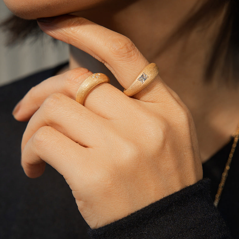 ins style sterling silver and gold brushed ring