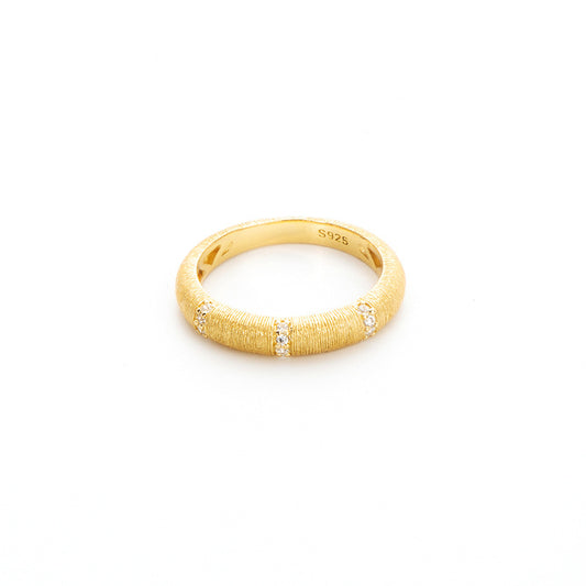 Brushed Satin with Zirconia Vintage Couple's Ring