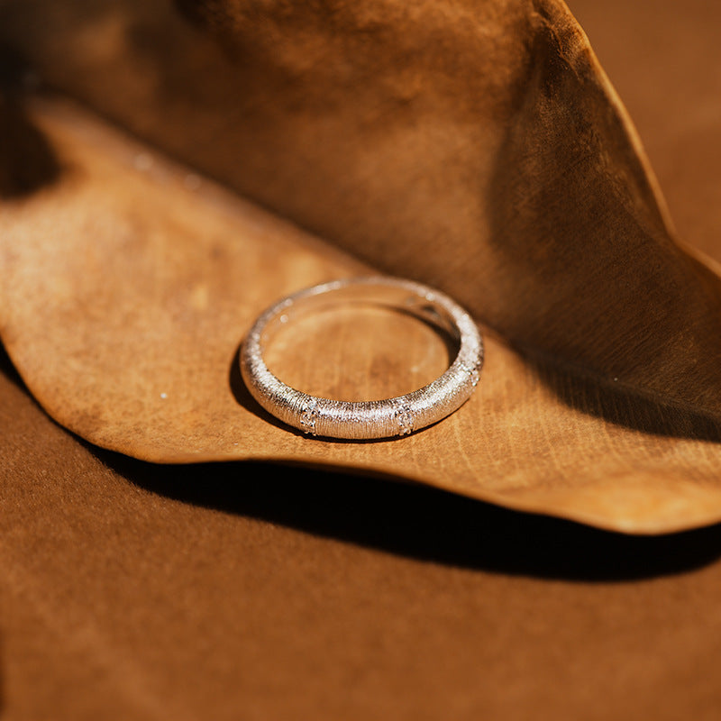 Brushed Satin with Zirconia Vintage Couple's Ring