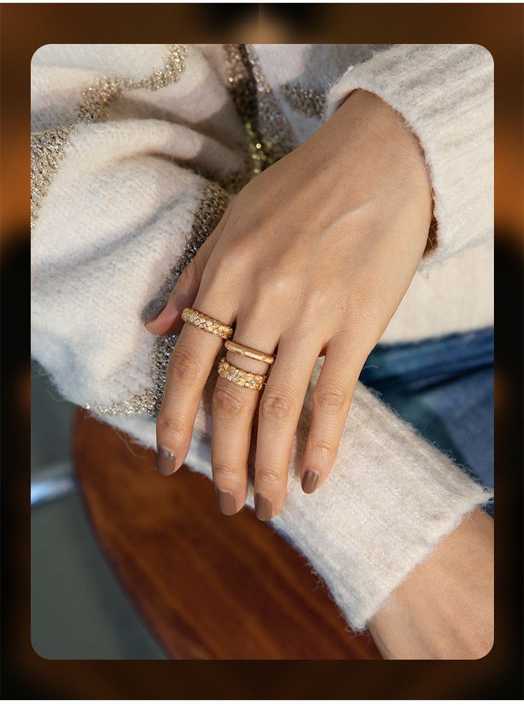 Brushed Satin with Zirconia Vintage Couple's Ring