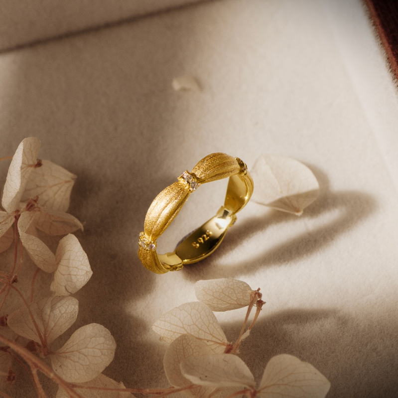 Antique brushed and wrought diamond ring