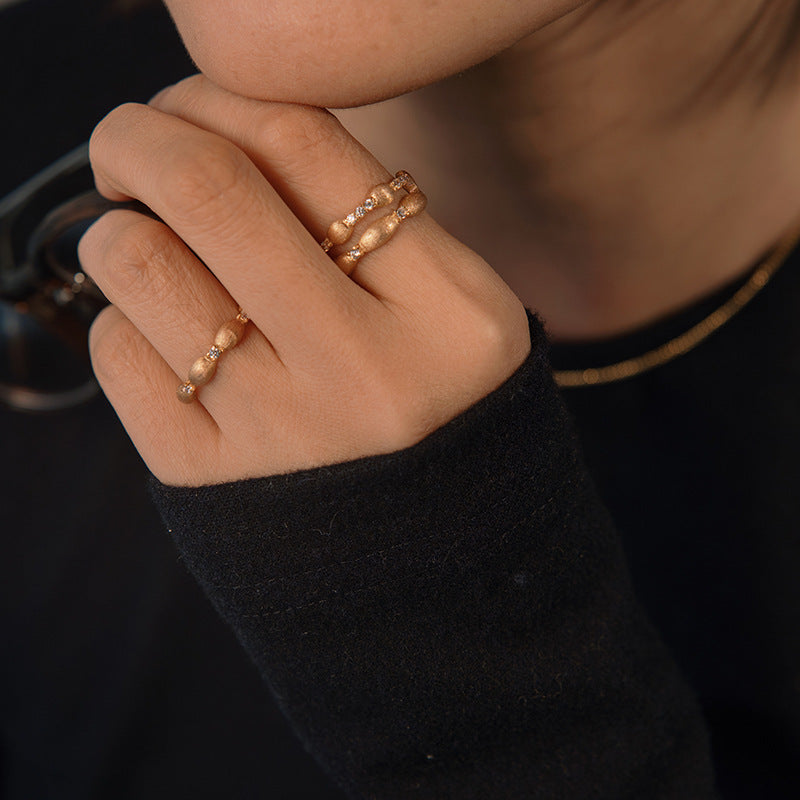 Double Stacked Brushed Sterling Silver Ring