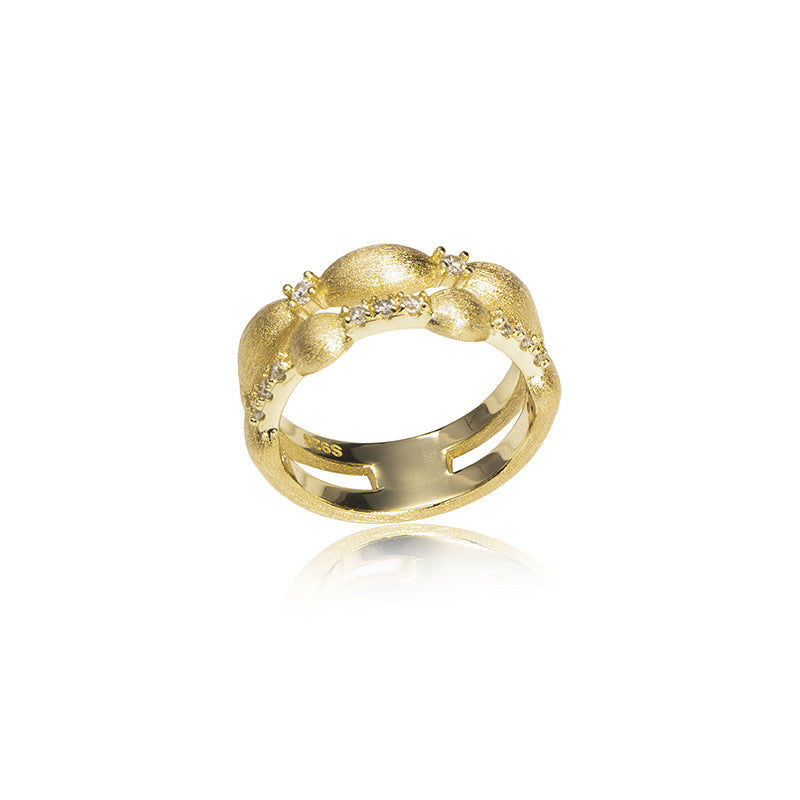 Double Stacked Brushed Sterling Silver Ring