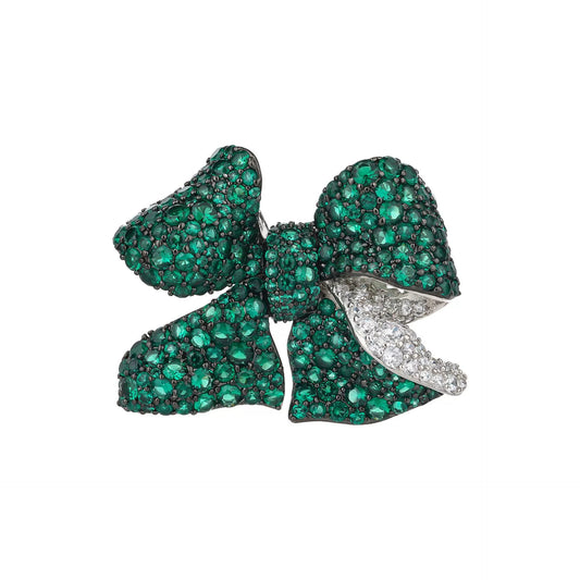 Bow Petal Diamond Brooch Green Hundred High-end Corsage