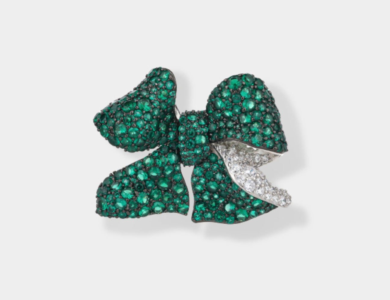 Bow Petal Diamond Brooch Green Hundred High-end Corsage