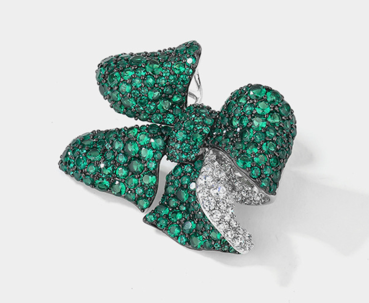 Bow Petal Diamond Brooch Green Hundred High-end Corsage