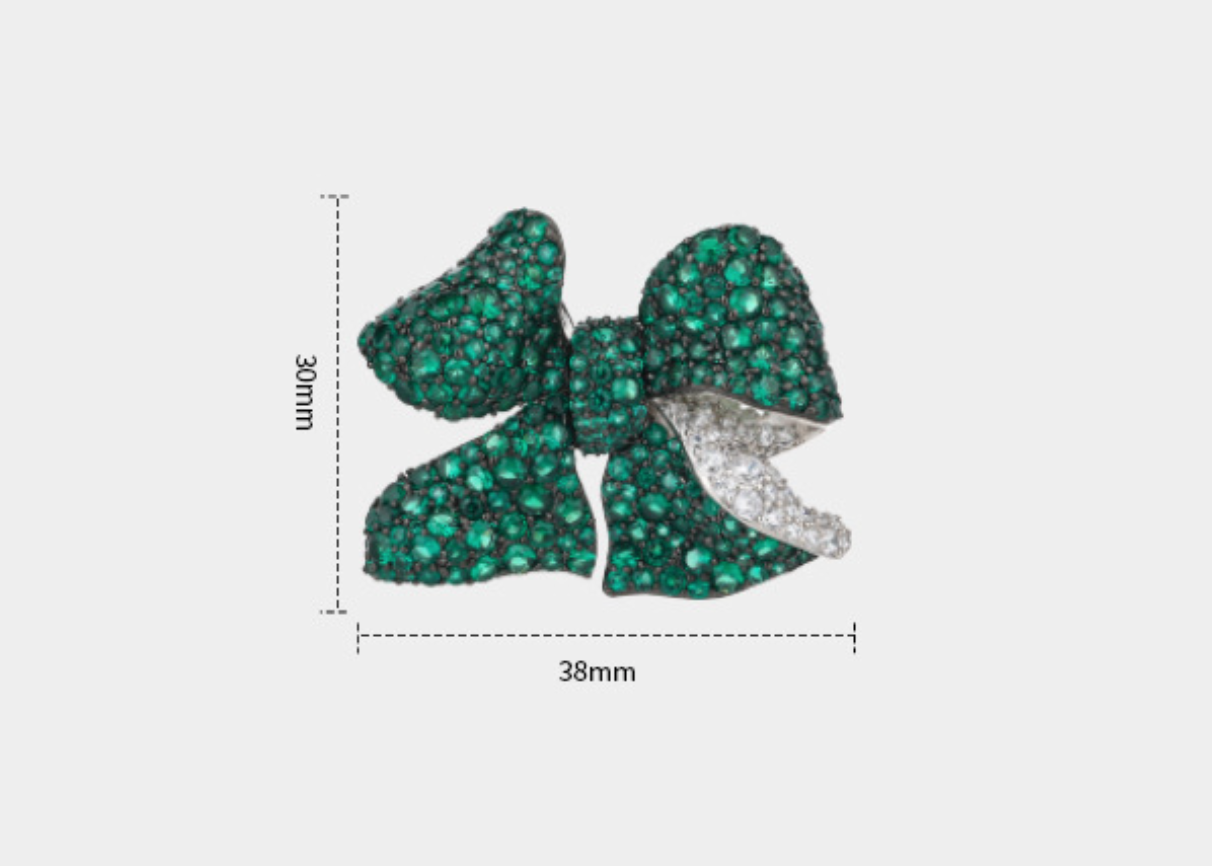 Bow Petal Diamond Brooch Green Hundred High-end Corsage