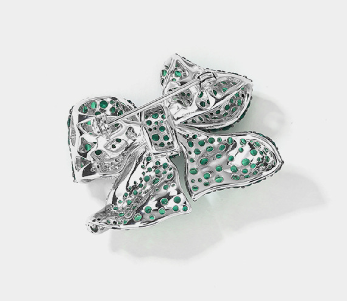 Bow Petal Diamond Brooch Green Hundred High-end Corsage