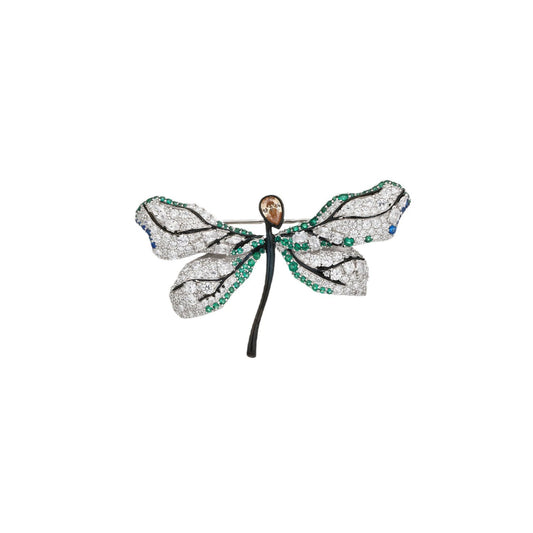 Dragonfly Diamond Brooch Green Premium Feeling Niche Versatile Corsage
