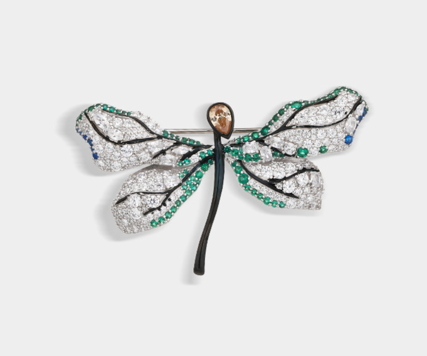 Dragonfly Diamond Brooch Green Premium Feeling Niche Versatile Corsage