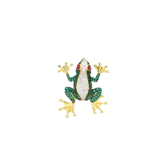 Green and Gold Frog Diamond Brooch Premium Hundred Corsages
