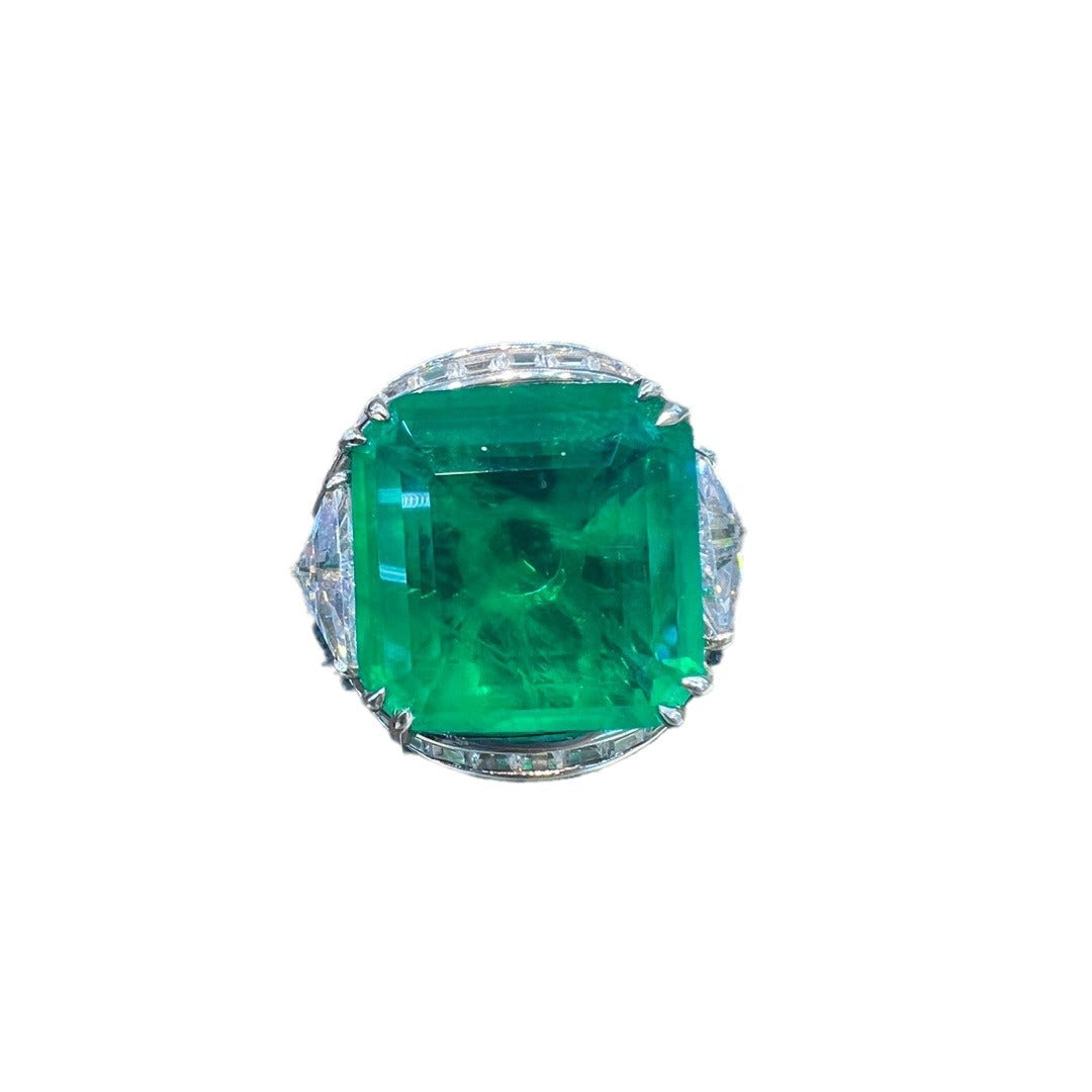 Muzo Green Deluxe T-Square High Carbon Diamond Ring