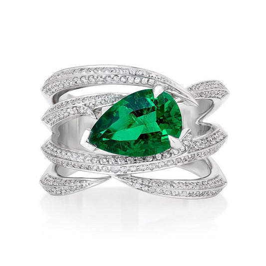 Teardrop Cut Thorn Wrap Around Fingertip Ring