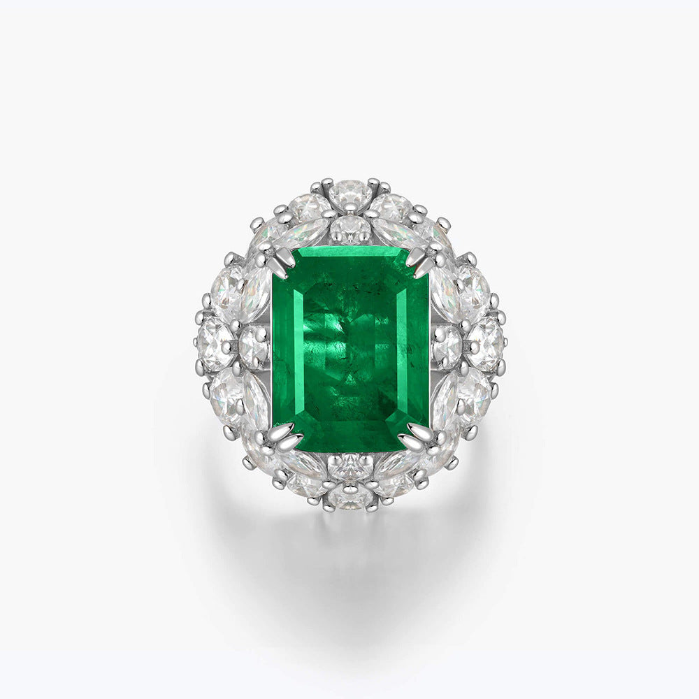 Woodwork Green Emerald Halo Ring