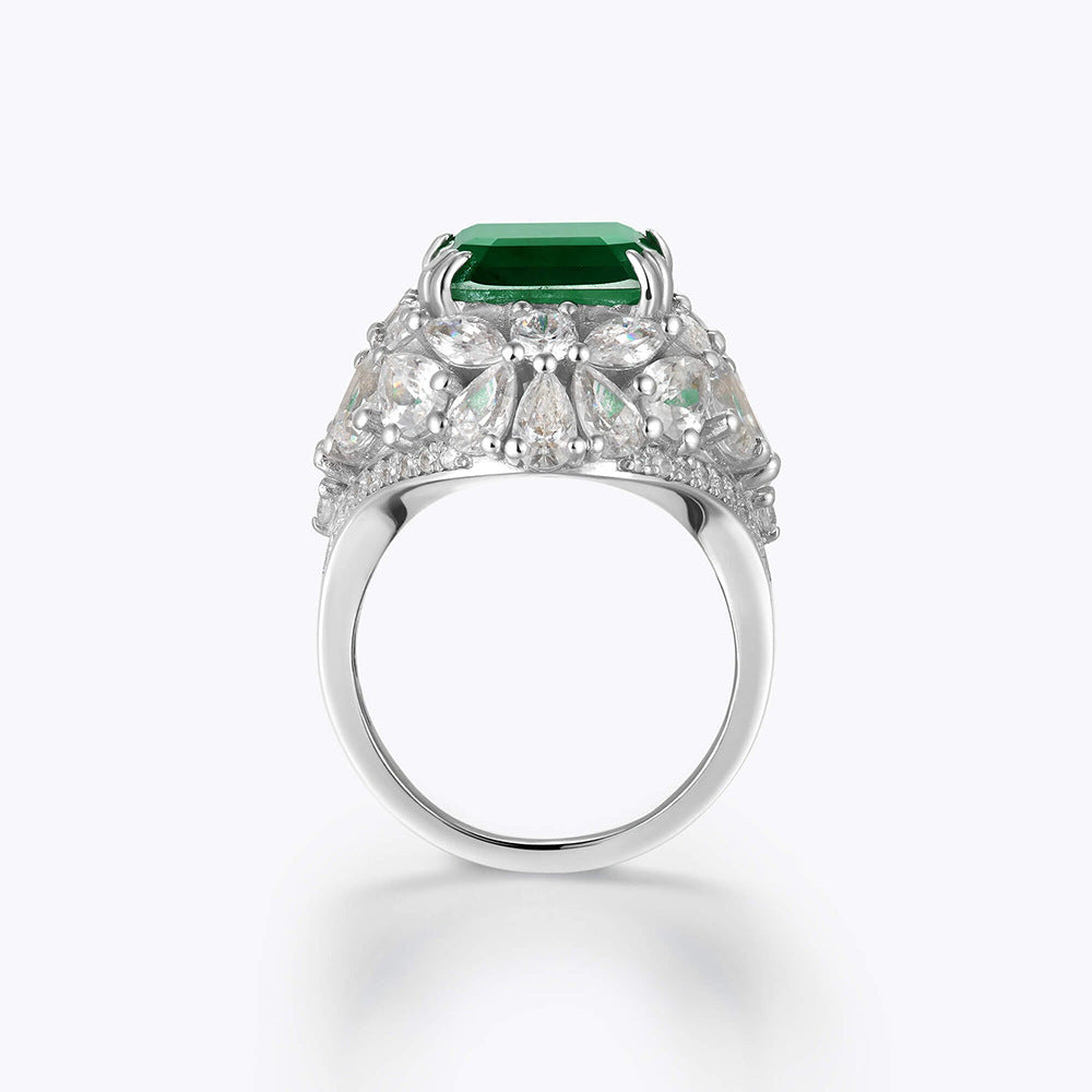 Woodwork Green Emerald Halo Ring