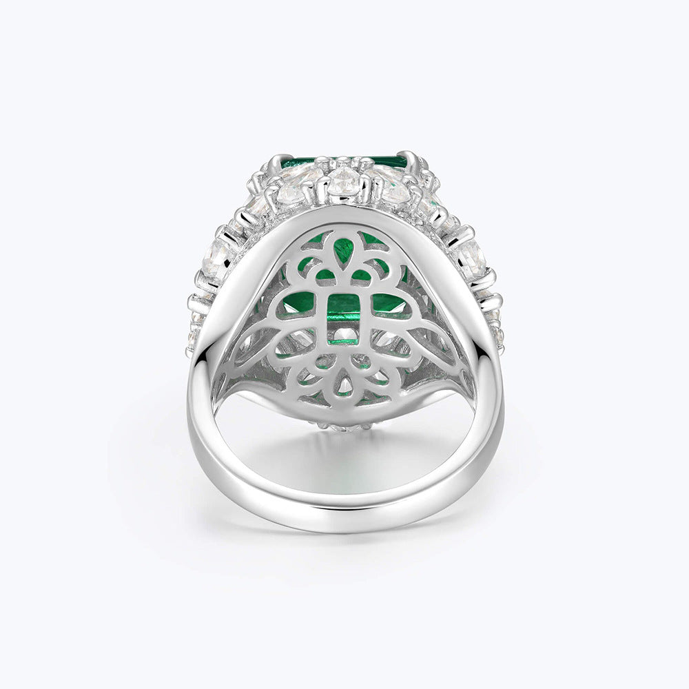 Woodwork Green Emerald Halo Ring