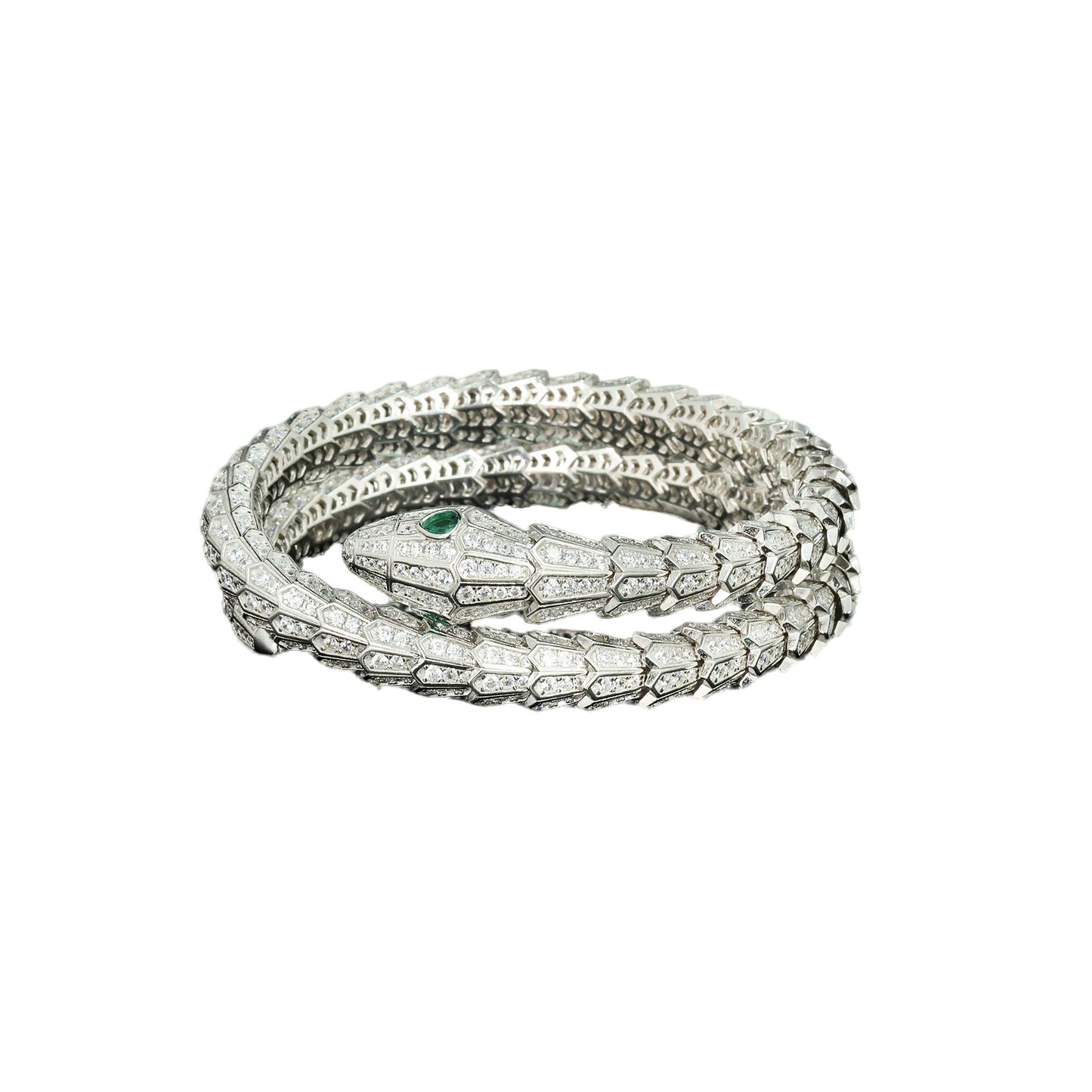 Silver Plated Gold High Carbon Diamond Spirit Snake Snake Bone Wood Zo Green Bracelet