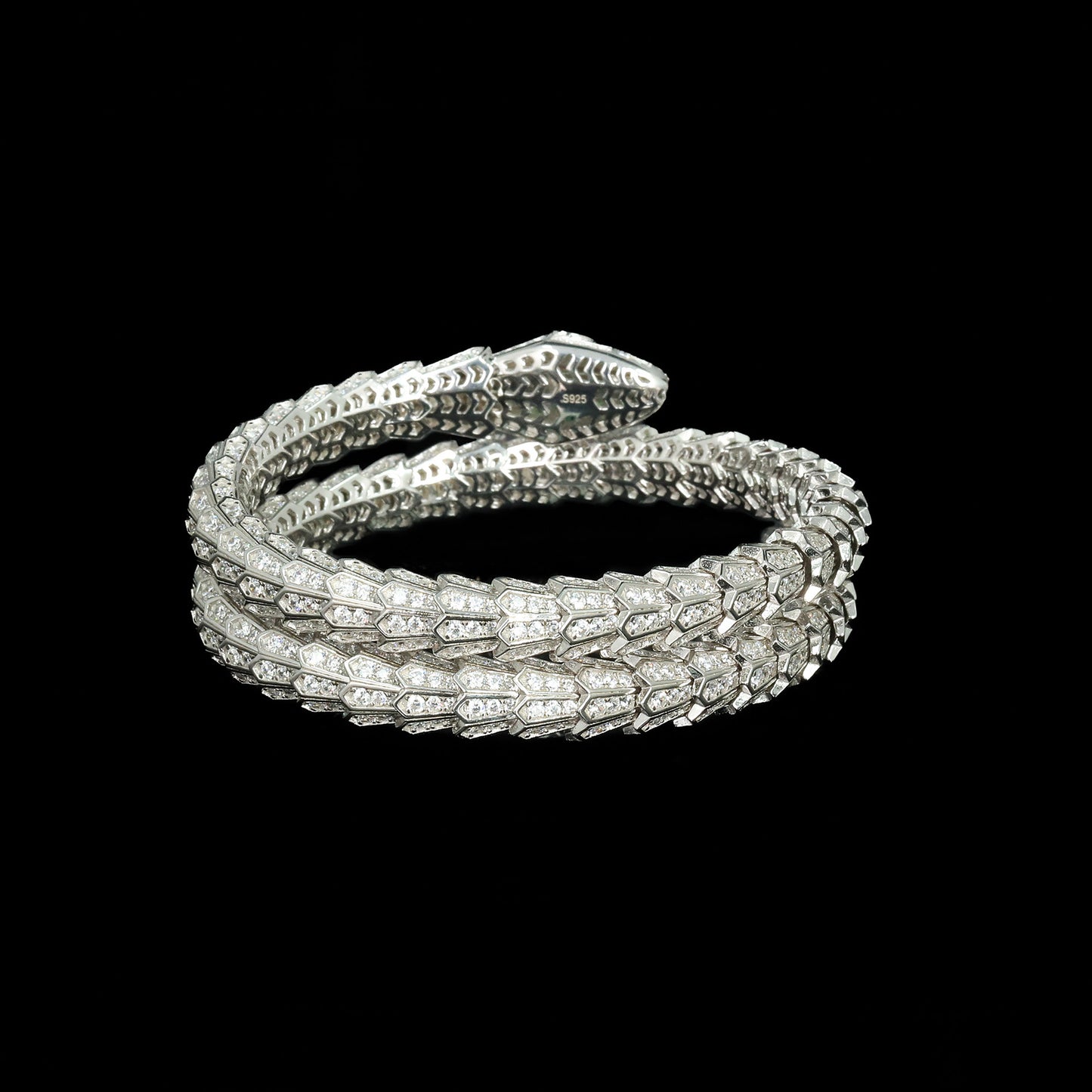 Silver Plated Gold High Carbon Diamond Spirit Snake Snake Bone Wood Zo Green Bracelet