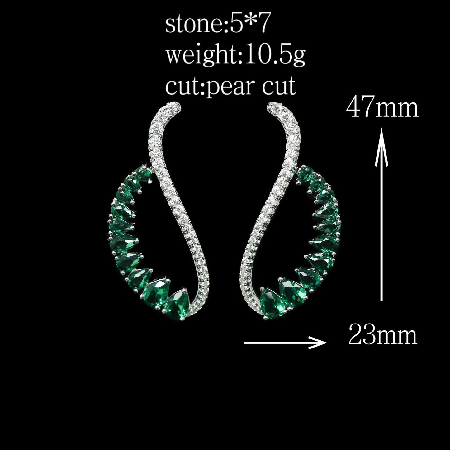 High Carbon Diamond Spirit Snake Muzo Green Silver and Gold Plated Earrings