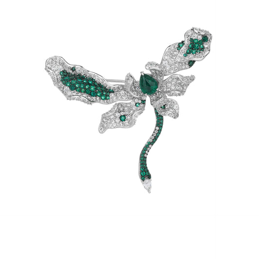 Green Dragonfly Diamond Brooch Necklace Pendant Dual Purpose Corsage