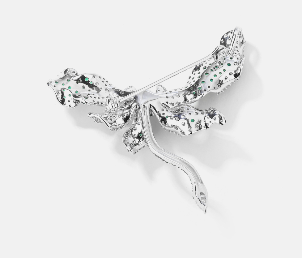 Green Dragonfly Diamond Brooch Necklace Pendant Dual Purpose Corsage