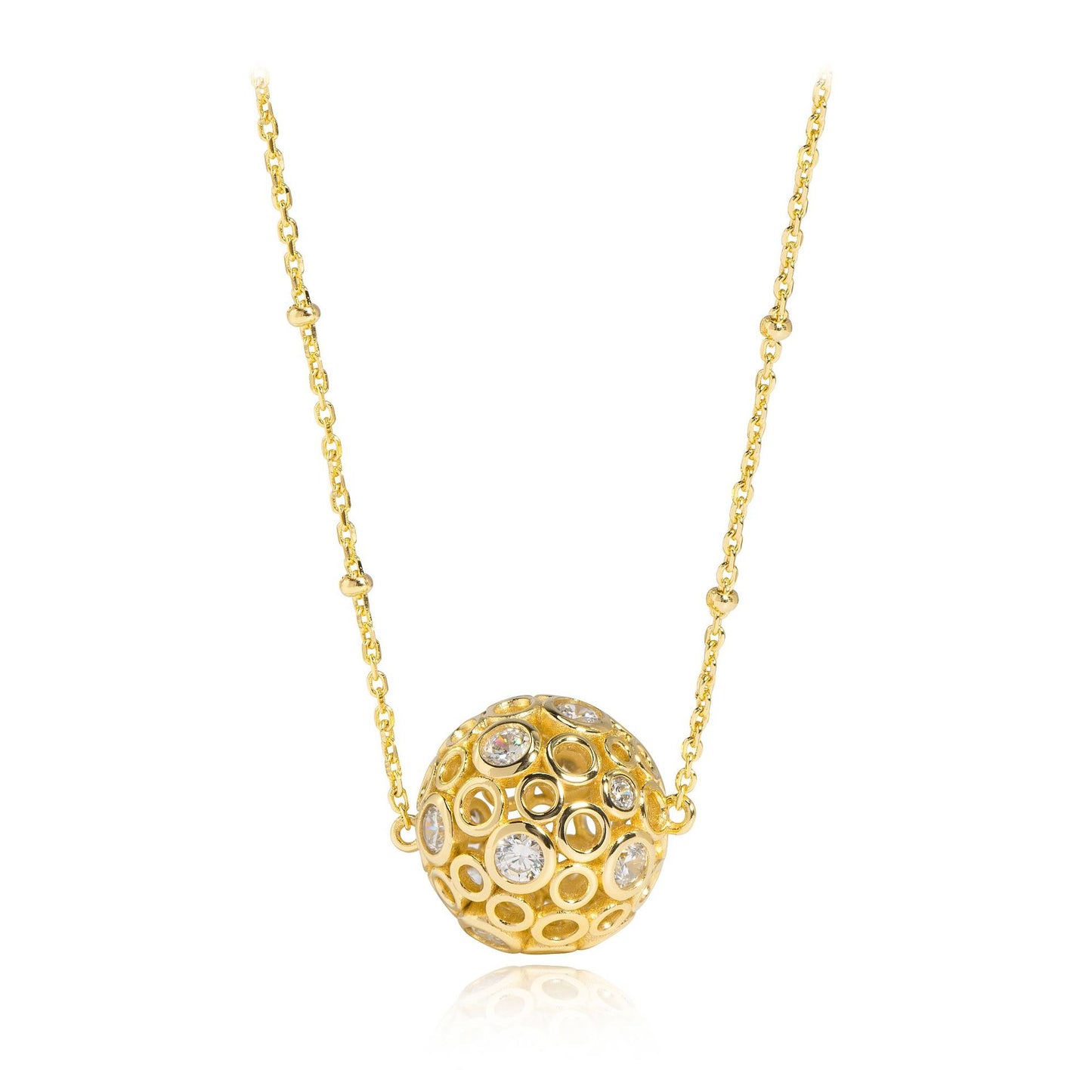 Green Nano Red Corundum Skeleton Orb Necklace