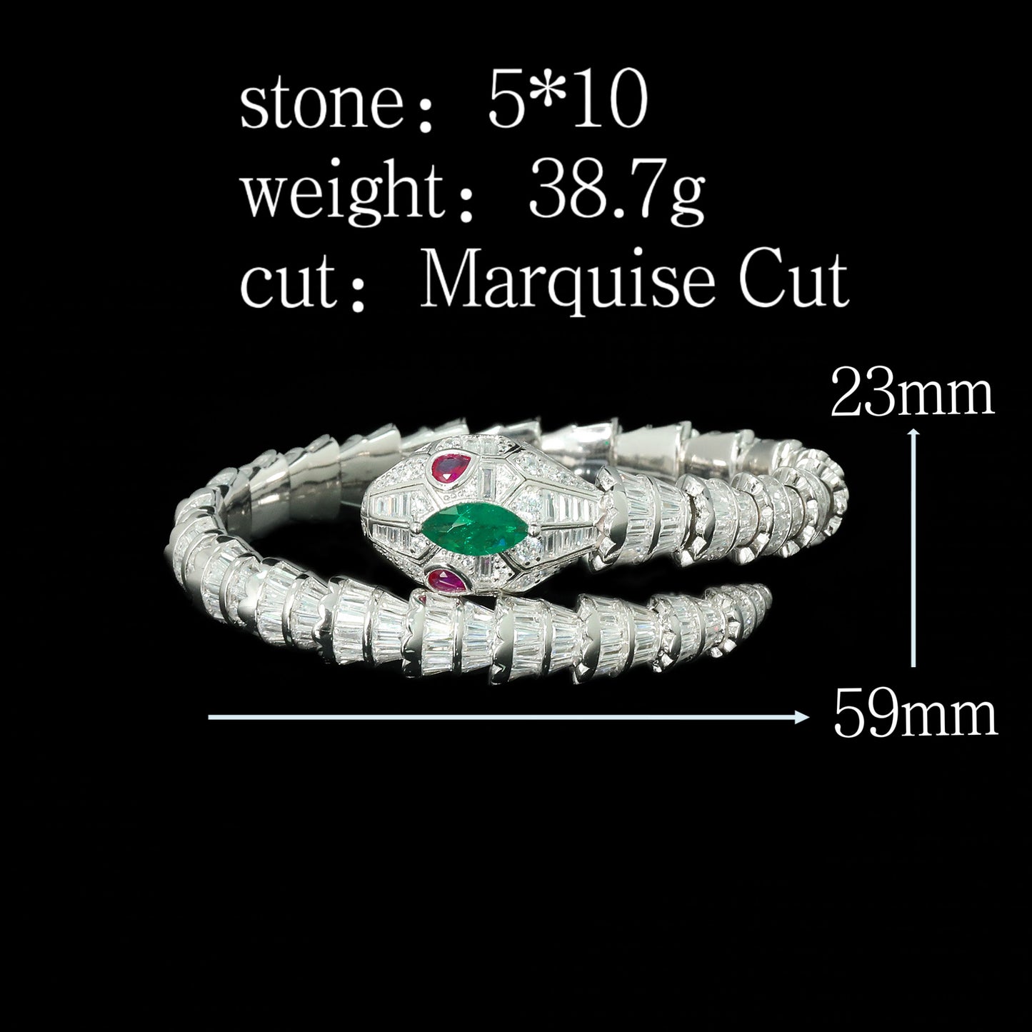 High-Carbon Diamond Wooden Green Horse's Eye Spirit Snake Bracelet