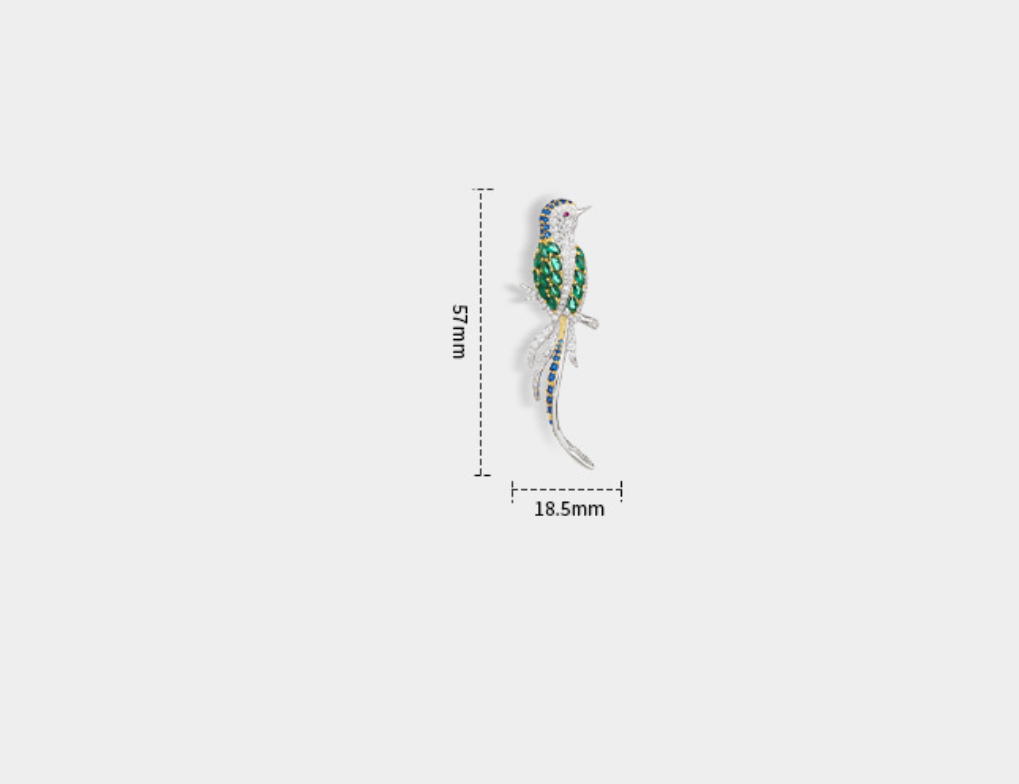 Hummingbird Blue Green Diamond Brooch Couture Corsage Jewelry