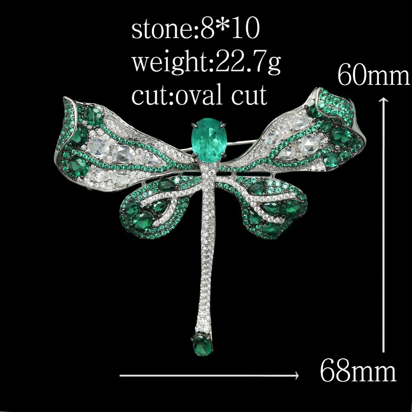 Kiso Green Cindychao Dragonfly Silver Plated Gold Diamond Brooch