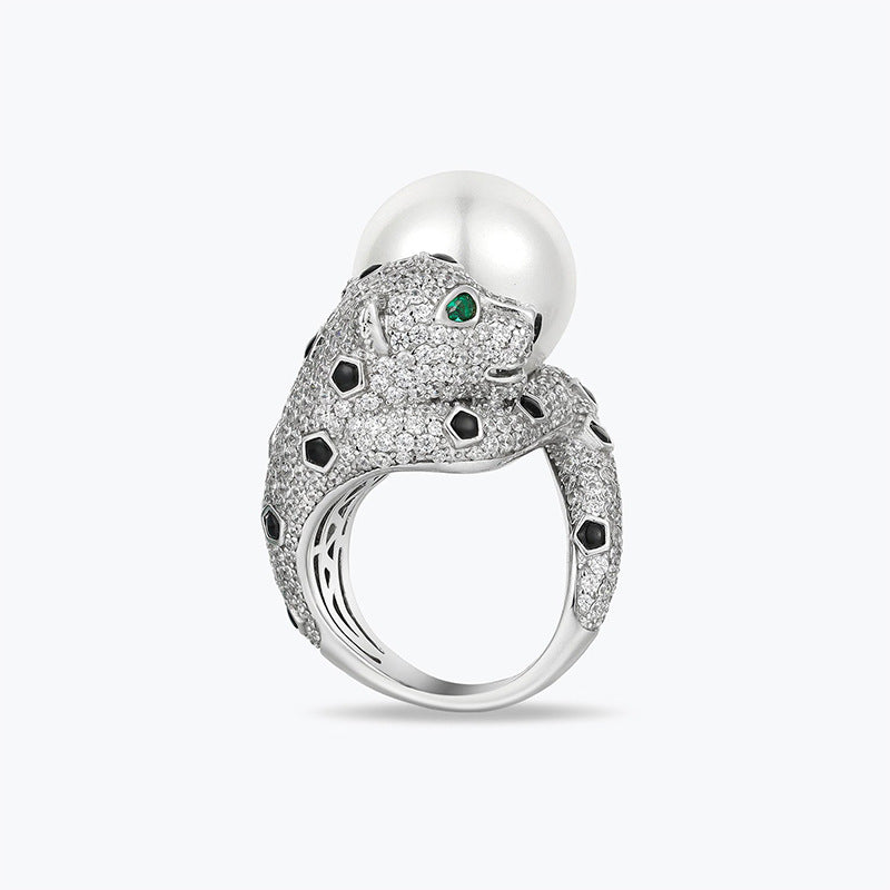 Leopard Pearl Zirconia Ring