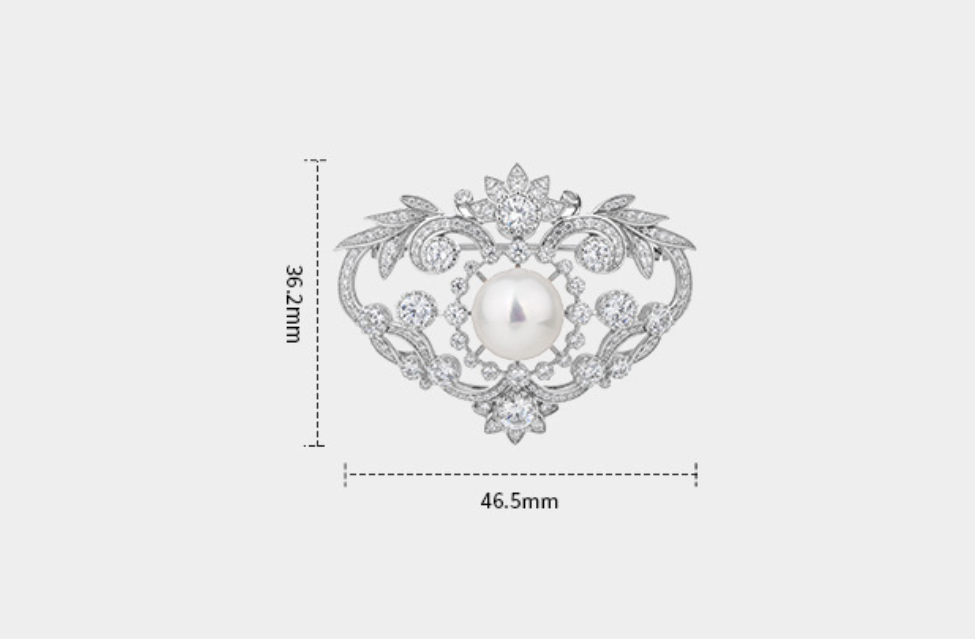 Love Pearl Diamond Brooch Silver Necklace Pendant Dual Purpose Corsage