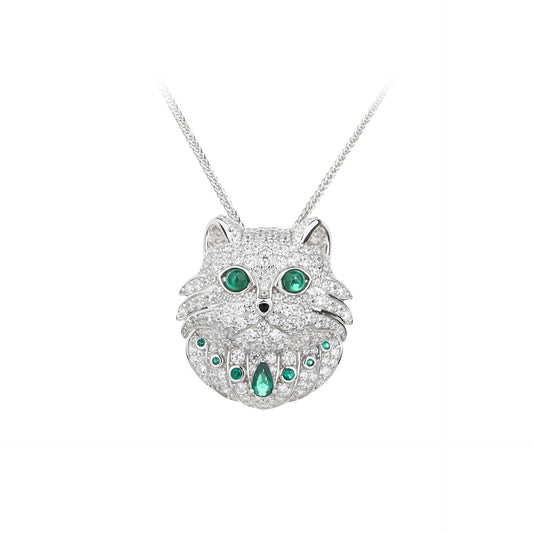 Owl Diamond Necklace White Gold Sterling Silver Premium