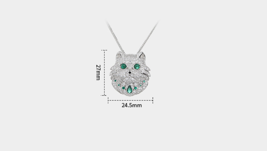 Owl Diamond Necklace White Gold Sterling Silver Premium