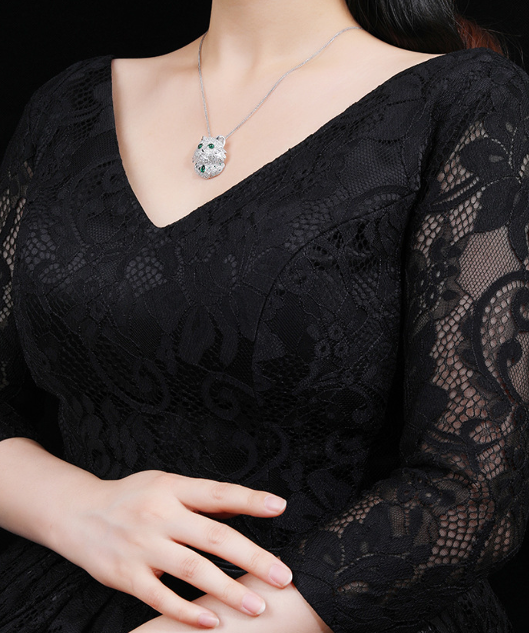 Owl Diamond Necklace White Gold Sterling Silver Premium