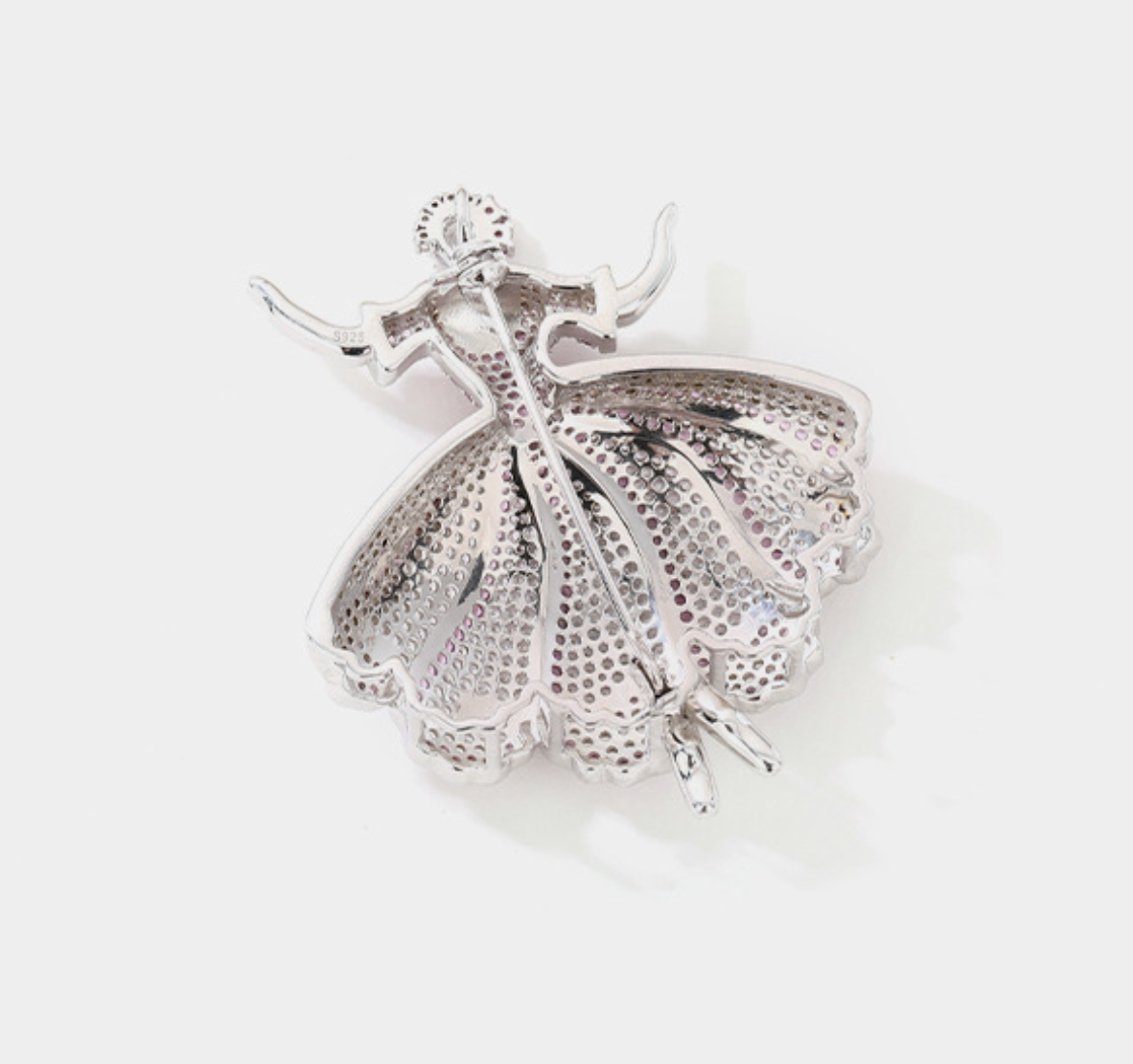 Pink Dancing Girl Diamond Brooch Necklace Pendant Dual Purpose Corsage