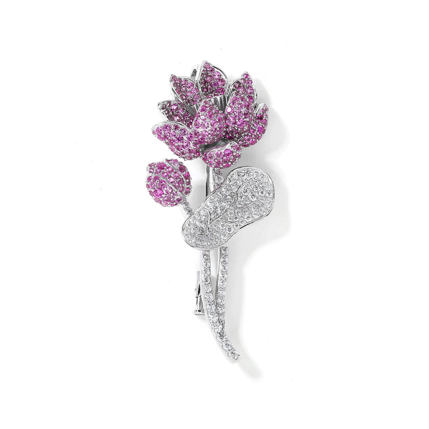 Pouring Lotus Diamond Brooch Pink Necklace Dual Purpose Corsage