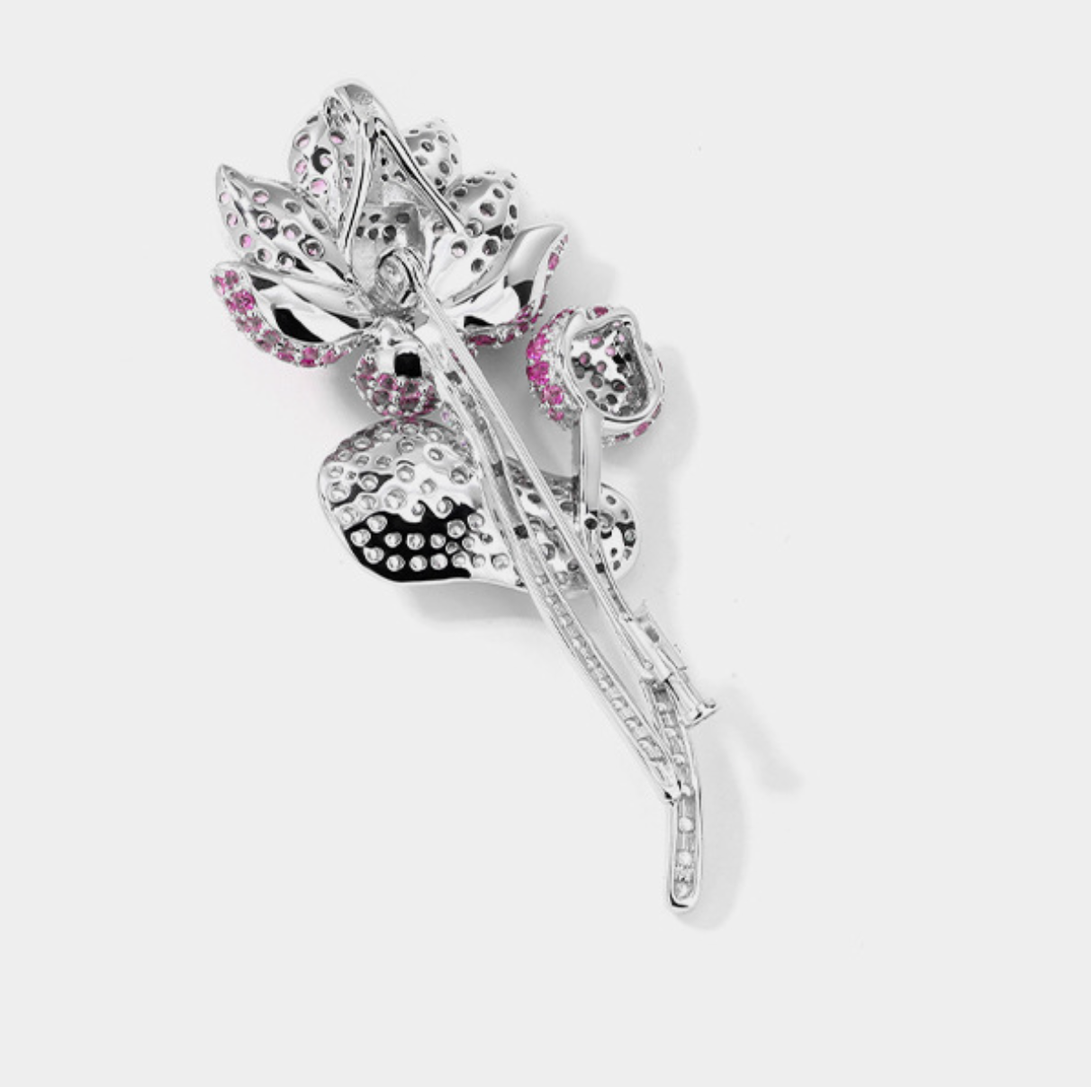 Pouring Lotus Diamond Brooch Pink Necklace Dual Purpose Corsage