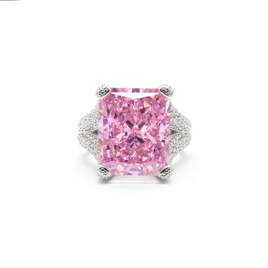 Brilliant Pink Ice Flower Cut High Carbon Diamond Ring