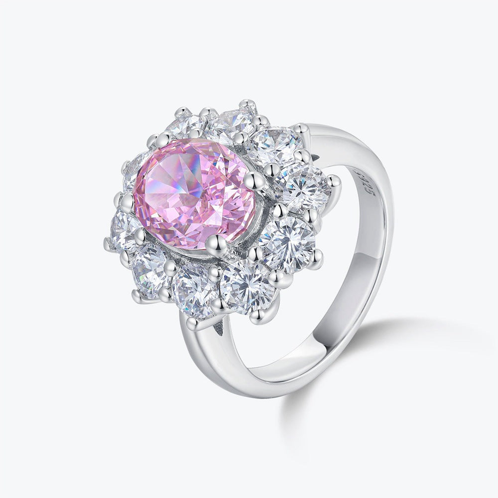 Ice Flower Cut Fancy Color Pink High Carbon Diamond Ring